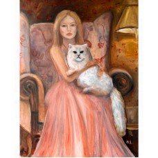 The Girl and the Cat Solomon - original oil painting  on canvas 60*80 см by Ukrainian artist Marina Stognieva